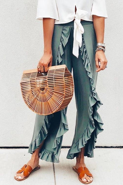 Ruffles Slit Pants
