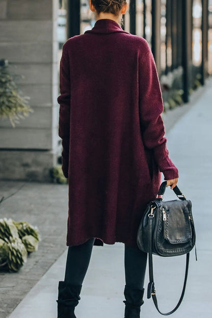 Long Sleeve Solid Color Lapel Cardigan